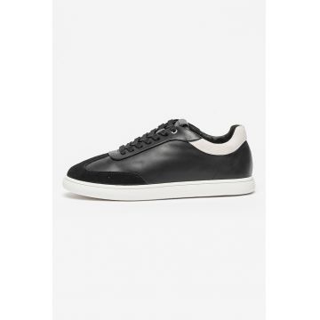Pantofi sport low-cut din piele cu insertii de piele intoarsa