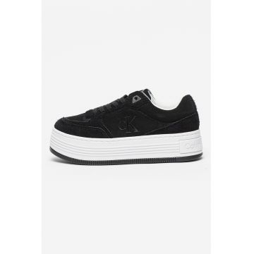 Pantofi sport low-cut din piele intoarsa cu platforma