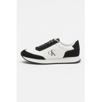 Pantofi sport low-cut din piele si piele intoarsa cu siret - pentru alergat