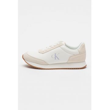 Pantofi sport low-cut din piele si piele intoarsa cu siret - pentru alergat