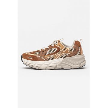 Pantofi sport de piele cu insertii de plasa