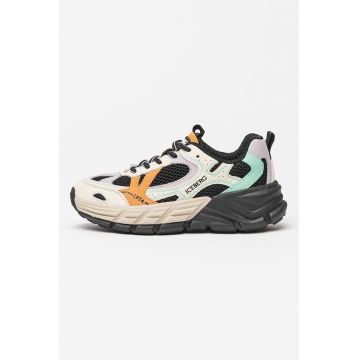 Pantofi sport de piele cu insertii de plasa