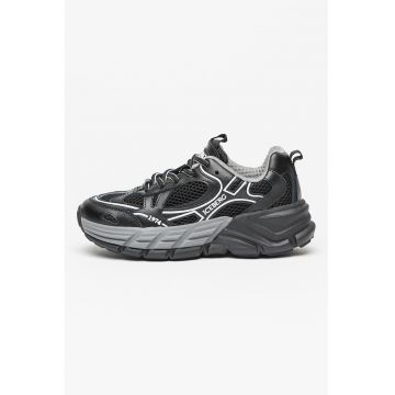 Pantofi sport de piele cu insertii de plasa