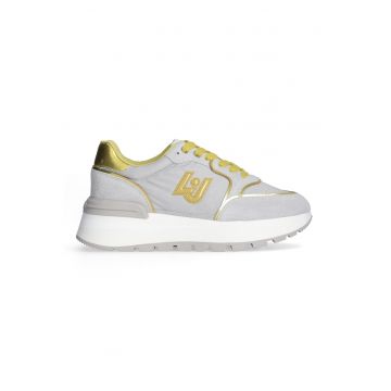 Pantofi sport din piele cu sireturi si platforma