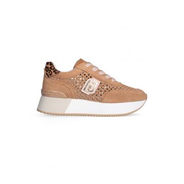 Pantofi sport din piele intoarsa cu logo