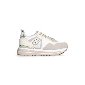 Pantofi sport din piele intoarsa cu talpa wedge si straturi exterioare din material textil