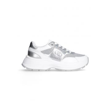 Pantofi sport din piele si material textil cu segmente metalice