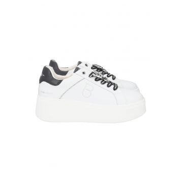 Pantofi sport flatform din piele cu logo