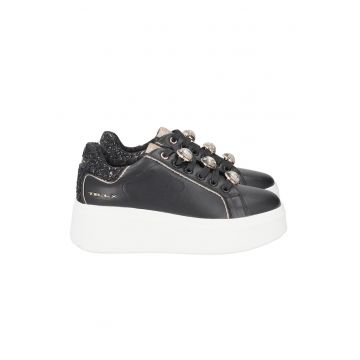 Pantofi sport flatform din piele cu paiete