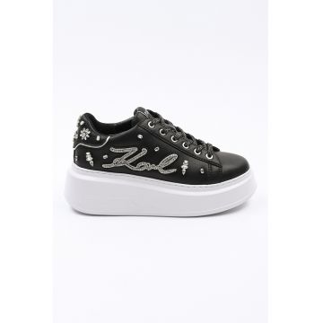 Pantofi sport wedge de piele cu strasuri