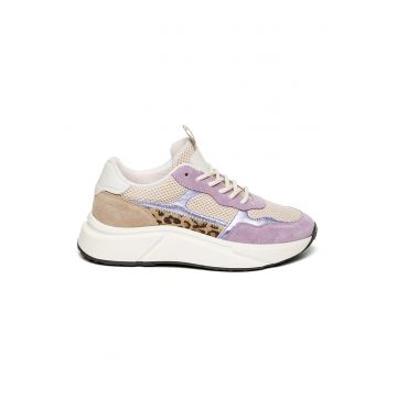 Pantofi sport cu model animal print si garnituri din piele Starlyn