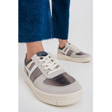 Pantofi sport de piele cu garnituri de piele intoarsa