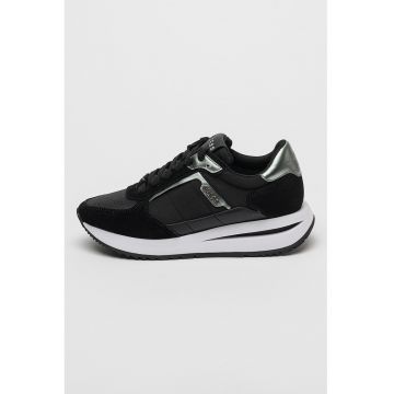 Pantofi sport din material textil cu garnituri din piele intoarsa