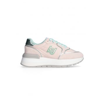 Pantofi sport din piele cu sireturi si platforma