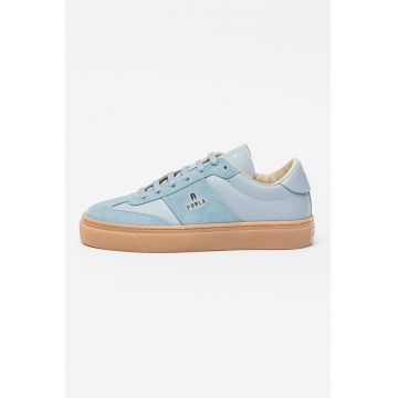 Pantofi sport din piele intoarsa cu insertii din piele
