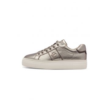 Pantofi sport flatform cu detalii de piele