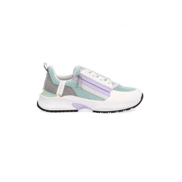 Pantofi sport wedge cu garnituri de piele