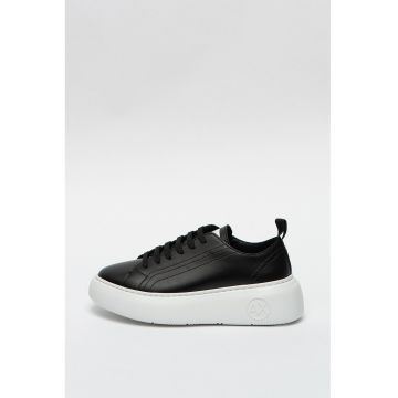 Pantofi sport wedge de piele ecologica si piele