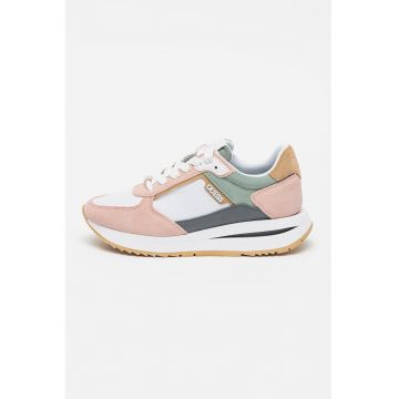 Pantofi sport cu insertii de piele intoarsa si model colorblock