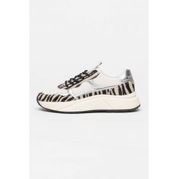 Pantofi sport cu model animal print si garnituri din piele Starlyn