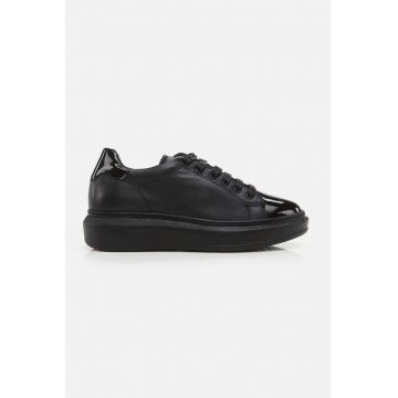 Pantofi sport de piele cu garnituri de piele lacuita