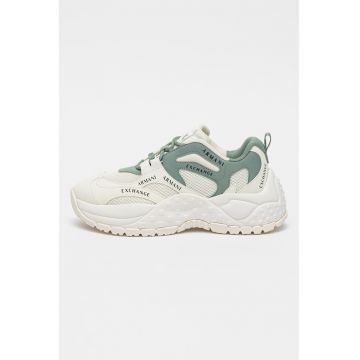 Pantofi sport de piele ecologica si material textil