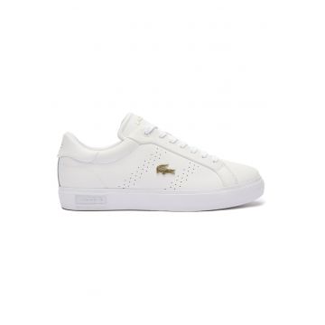 Pantofi sport de piele si piele ecologica - Alb optic