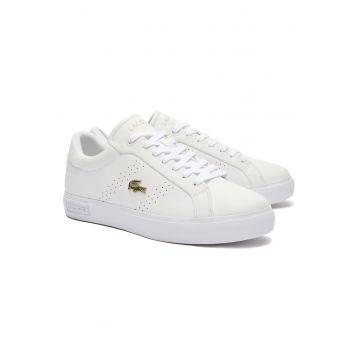 Pantofi sport de piele si piele ecologica - Alb optic