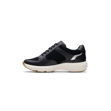 Pantofi sport demi-wedge cu garnituri din piele