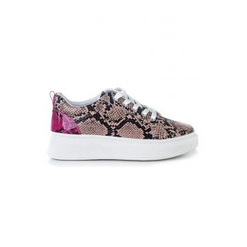 Pantofi sport din piele ecologica cu model piele de reptila