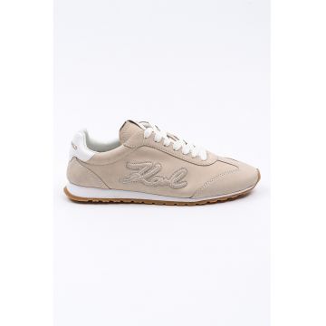 Pantofi sport din piele nabuc cu logo