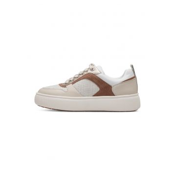 Pantofi sport flatform cu garnituri de piele