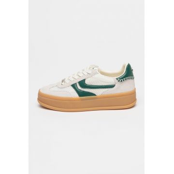 Pantofi sport flatform cu garnituri de piele intoarsa