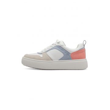 Pantofi sport flatform cu garnituri de piele