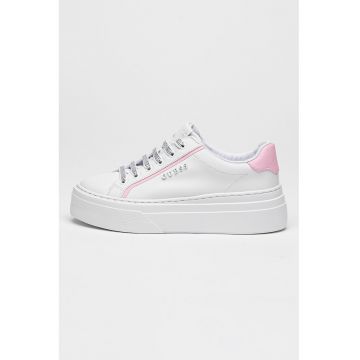 Pantofi sport flatform cu logo - Alb/Roz