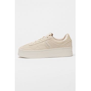 Pantofi sport flatform de piele intoarsa