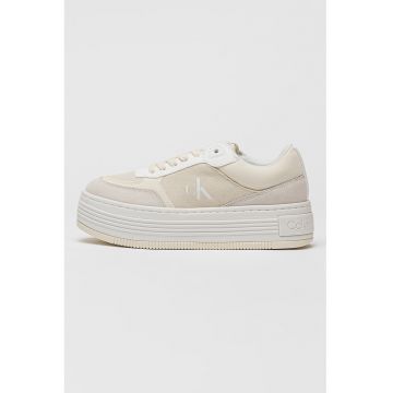 Pantofi sport flatform din material textil cu garnituri de piele intoarsa