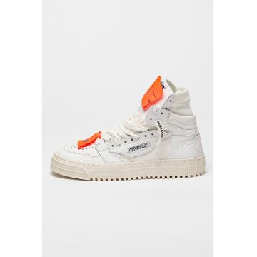 Pantofi sport mid-cut din piele cu insertii din material textil