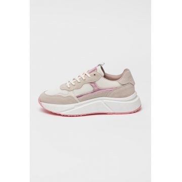 Pantofi sport Starlyn wedge cu aspect metalizat - Alb/Bej deschis