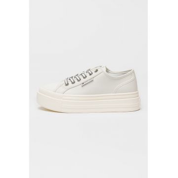 Tenisi low-cut din piele cu platforma