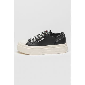 Tenisi low-cut din piele cu platforma