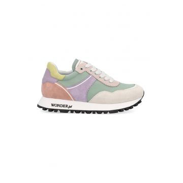 Pantofi sport cu detalii de piele intoarsa si cu aspect colorblock