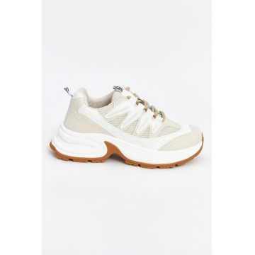 Pantofi sport din material textil cu insertii de piele ecologica