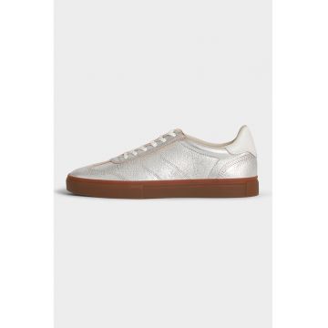 Pantofi sport din piele cu aspect metalizat