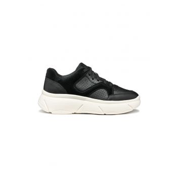 Pantofi sport din piele si piele intoarsa cu talpa flatform