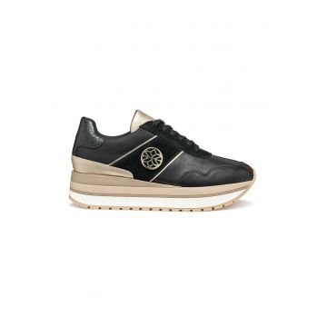 Pantofi sport din piele si piele intoarsa cu talpa flatform