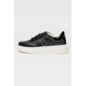 Pantofi sport flatform din piele cu tinte Fenice