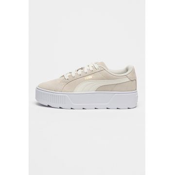 Pantofi sport flatform din piele intoarsa cu insertii din piele ecologica Karmen