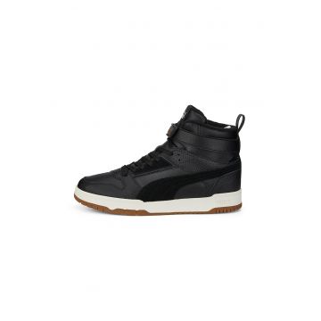 Pantofi sport mid-high de piele si piele ecologica RBD Game WTR - Negru