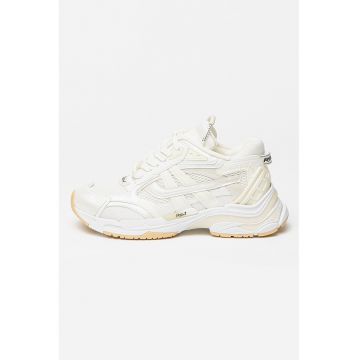 Pantofi sport cu insertii de piele ecologica Race - Alb optic